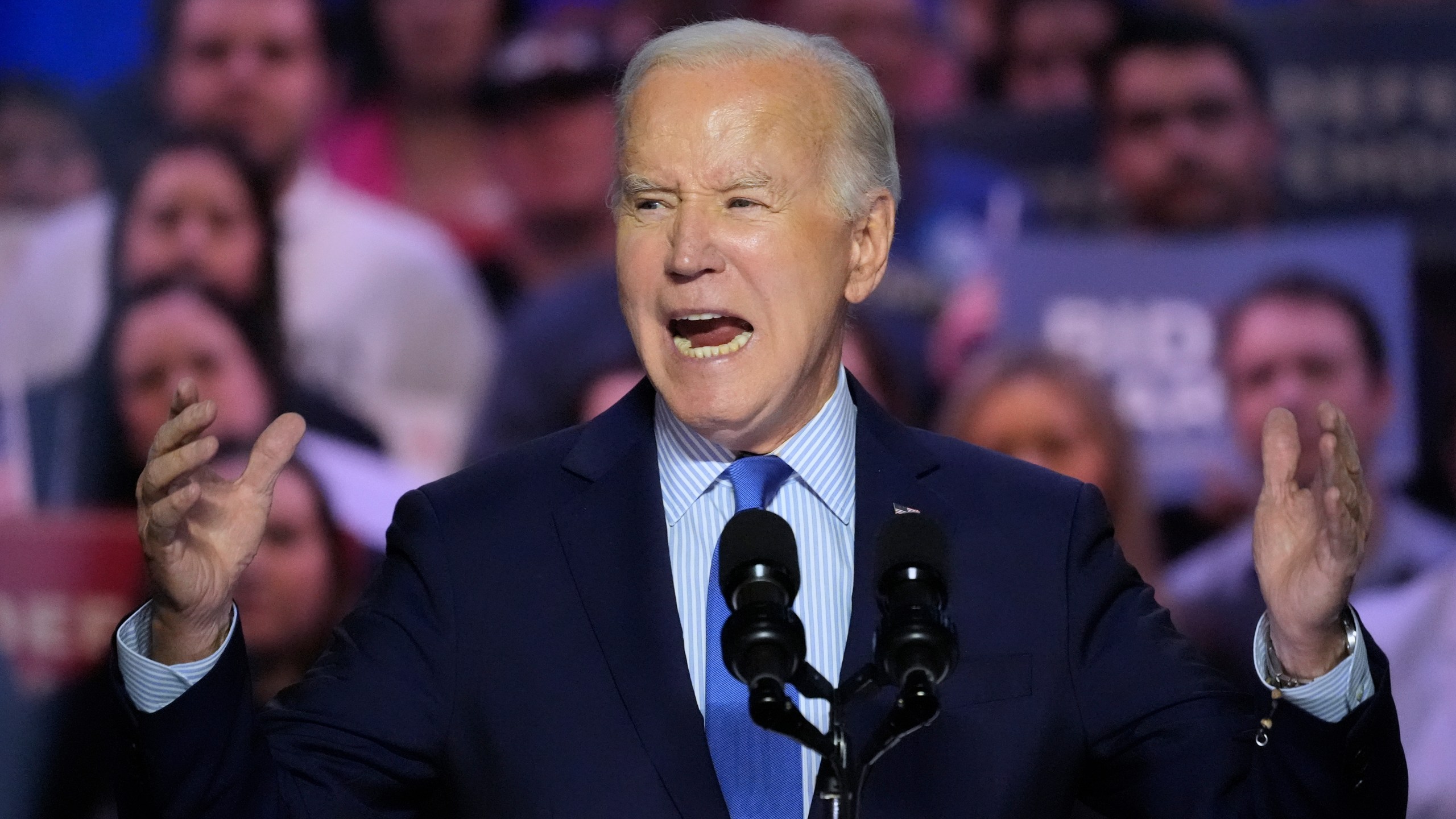 President Joe Biden speaks during an event on the campus of George Mason University in Manassas, Va., Tuesday, Jan. 23, 2024, to campaign for abortion rights, a top issue for Democrats in the upcoming presidential election. (AP Photo/Alex Brandon)