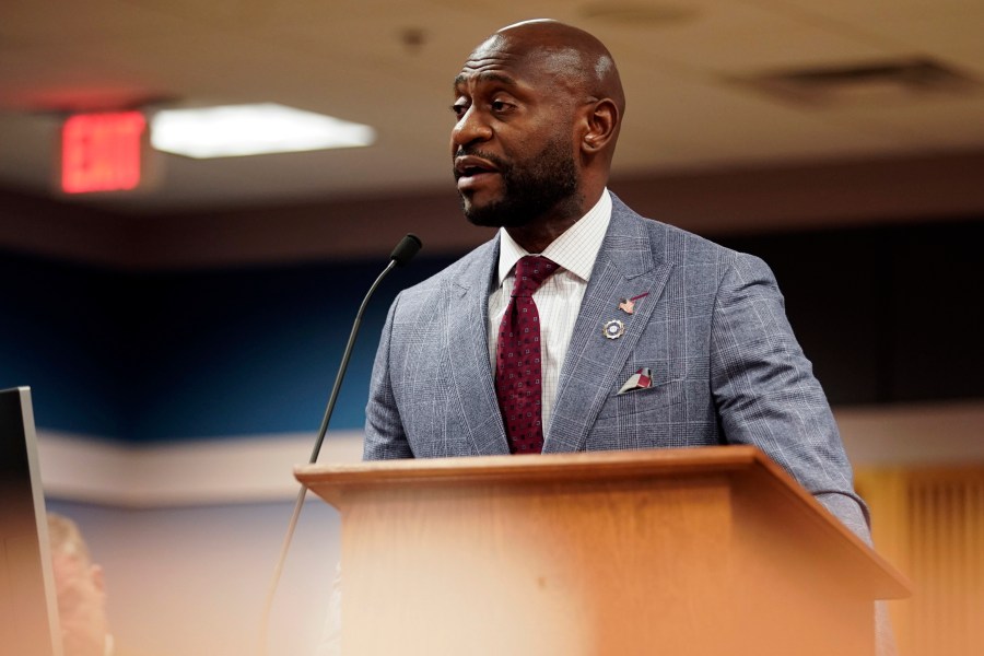 FILE - Special prosecutor Nathan Wade speaks during a motions hearing for former President Donald Trump's election interference case, Jan. 12, 2024 in Atlanta. Lawyer Ashleigh Merchant, who has alleged that Fulton County District Attorney Fani Willis has had an inappropriate romantic relationship with Wade, has called the two to testify at a hearing next month.(Elijah Nouvelage/The Washington Post via AP, Pool)