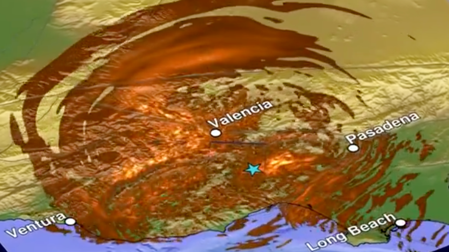 A Shake Movie shows the intensity of the 1994 Northridge earthquake.