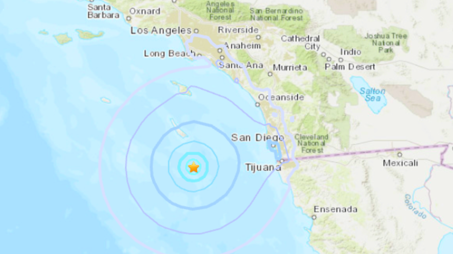 A map shows where a 4.4 magnitude earthquake struck off the Southern California coast on Jan. 15, 2024. (USGS)