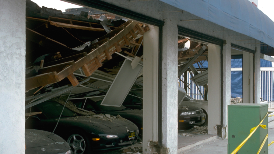 Damage is seen from the 1994 Northridge earthquake