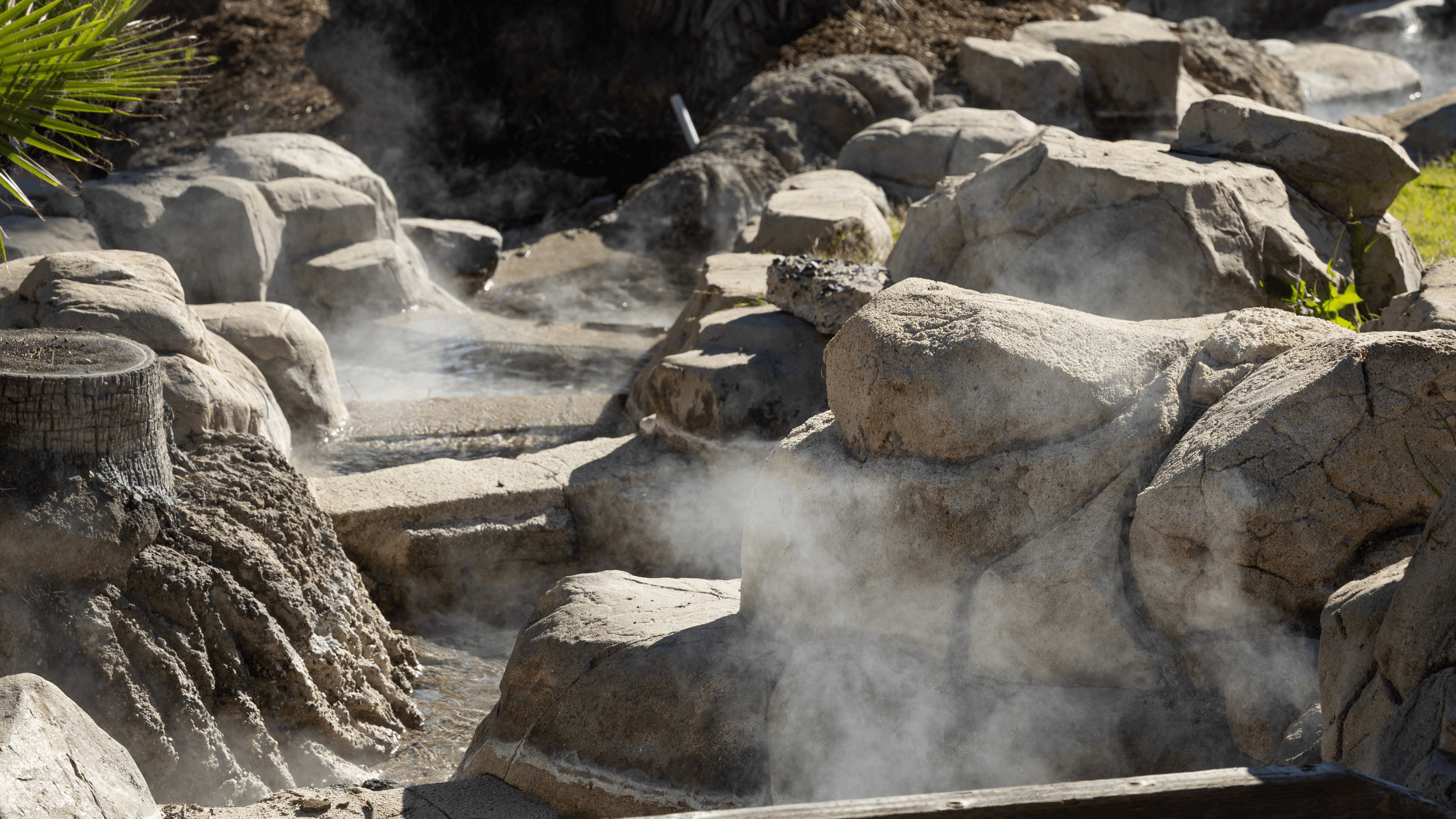 Steam rises from the geothermal water flowing through Murrieta Hot Springs Resort.