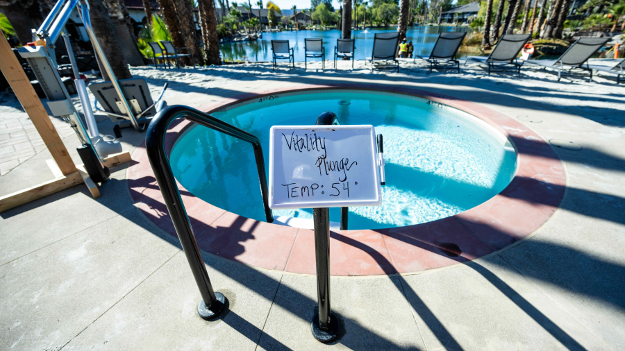 A vitality plunge pool, offering a refreshing dip with a temperature of 54 degrees, at Murrieta Hot Springs Resort in Murrieta on Thursday, Jan. 11, 2024.