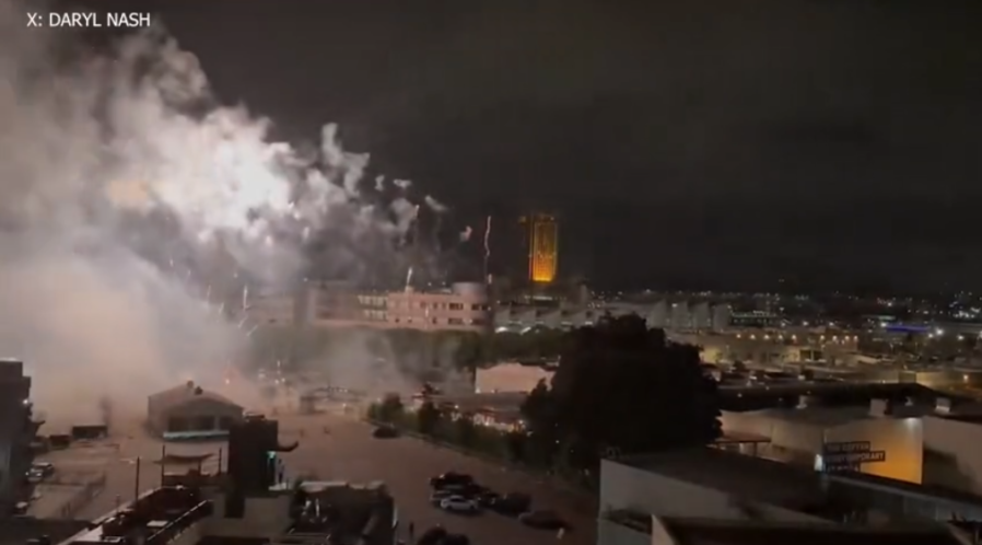 Illegal fireworks show erupts in downtown L.A.