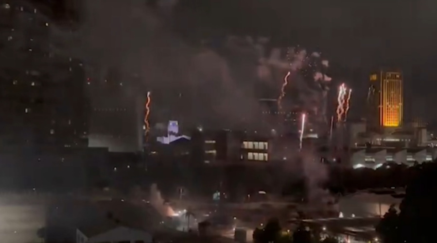 Illegal fireworks show erupts in downtown L.A.