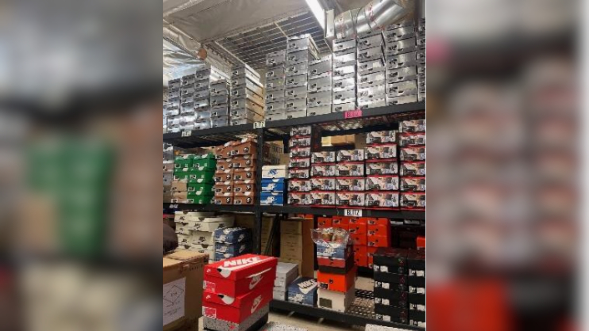 Detectives discovered thousands of stolen pairs of shoes, clothing and accessories in a warehouse.