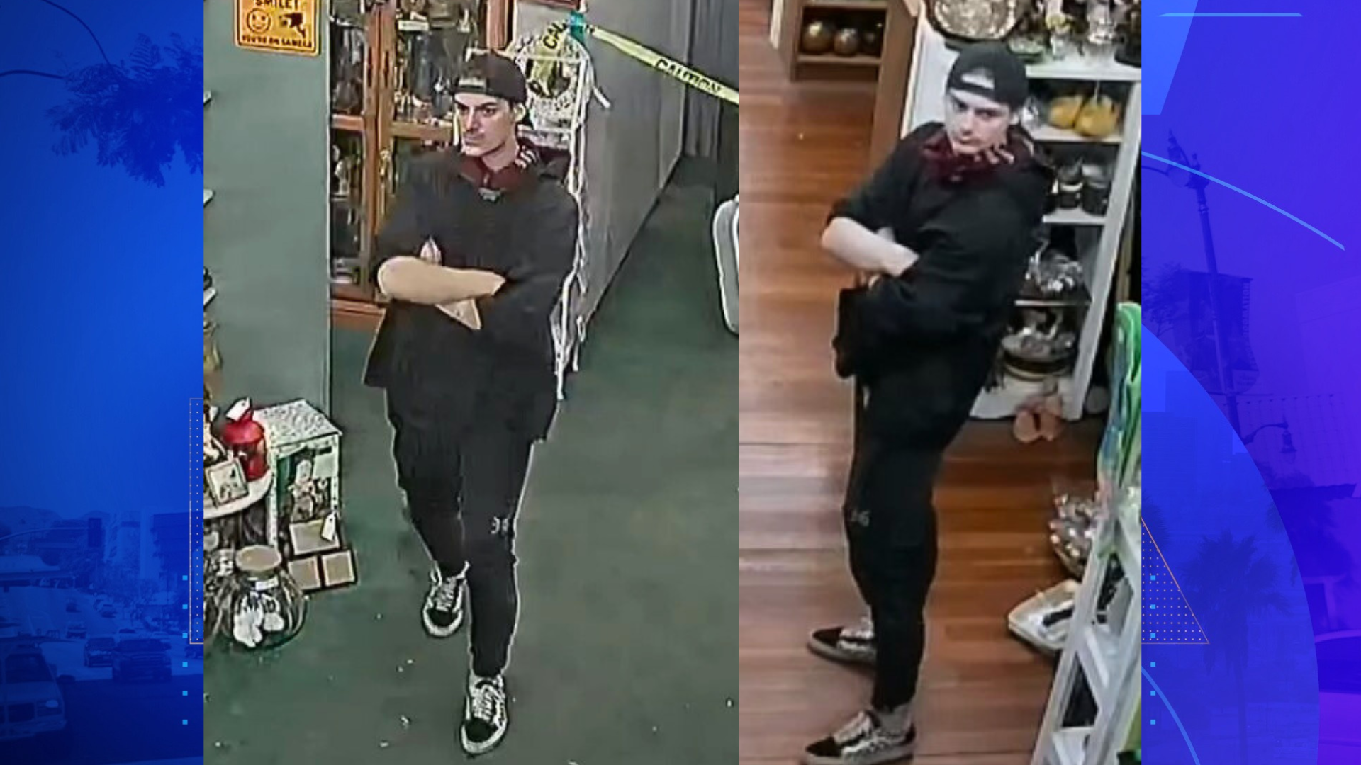 Police are searching for a suspect who escaped with thousands of dollars worth of merchandise from an antique store in Ventura on Dec. 22, 2023. (Ventura Police Department)