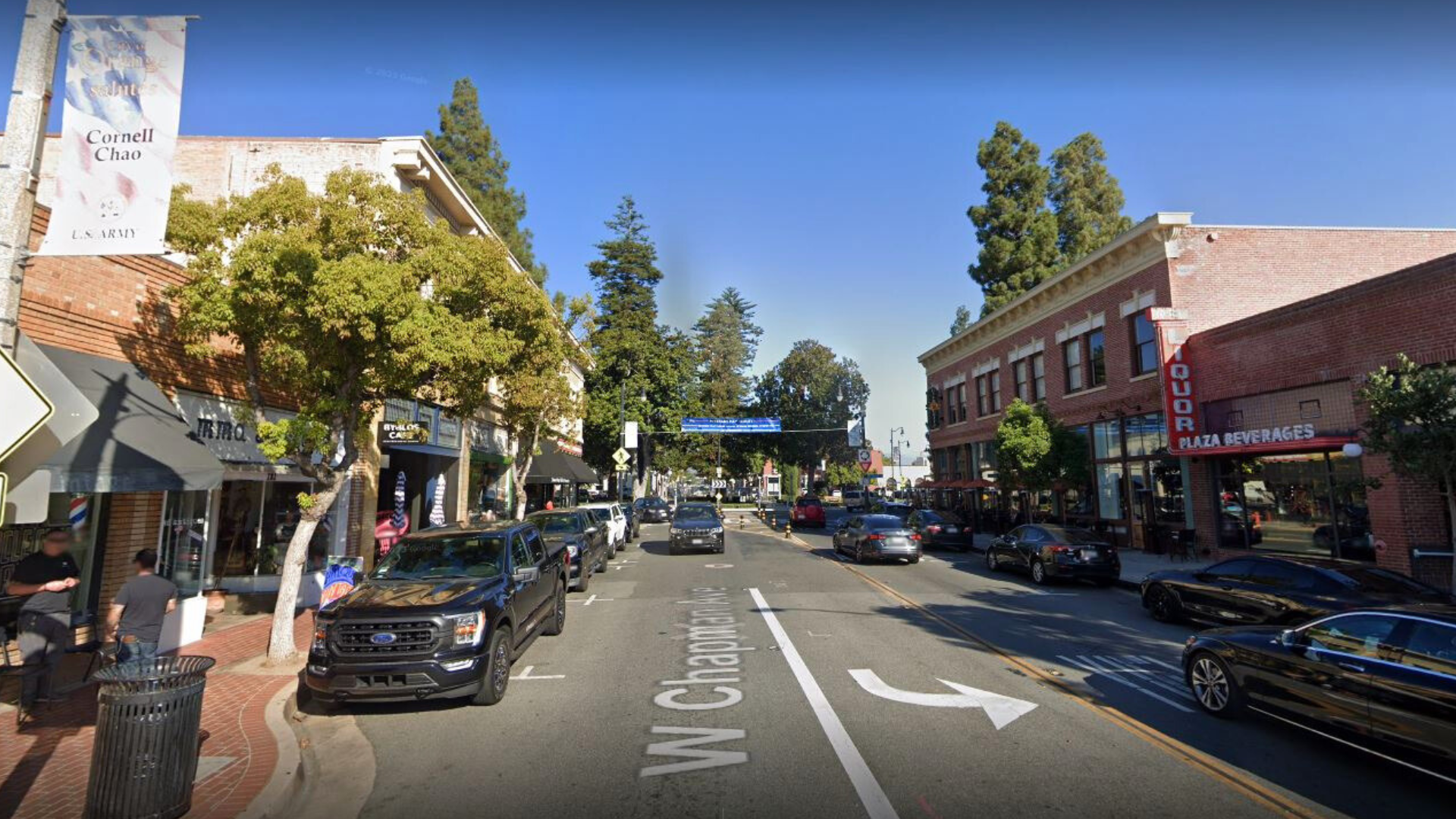 Old Towne Orange dining and shopping district in Orange, California. (Google Earth)