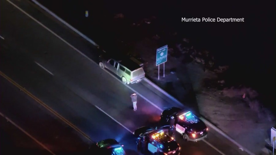 Drone footage of suspects being arrested on Jan. 13, 2023. The drone is part of Murrieta Police Department's new Unmanned Aerial Systems Program. (Murrieta Police)