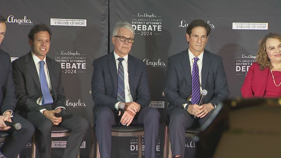 Candidates hoping to unseat George Gascón as the next Los Angeles County District Attorney held a debate on Jan. 18, 2024. (KTLA)