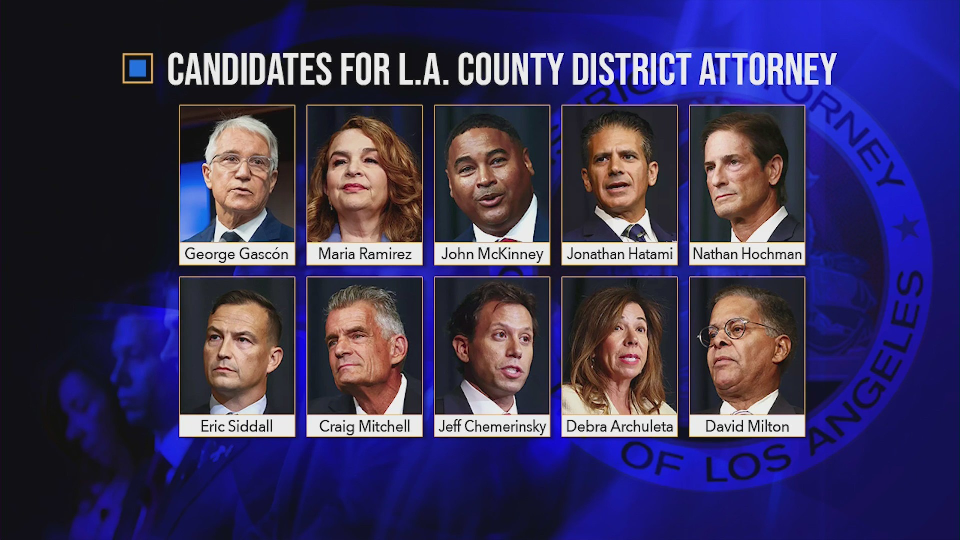 Candidates running for Los Angeles County District Attorney in 2024.