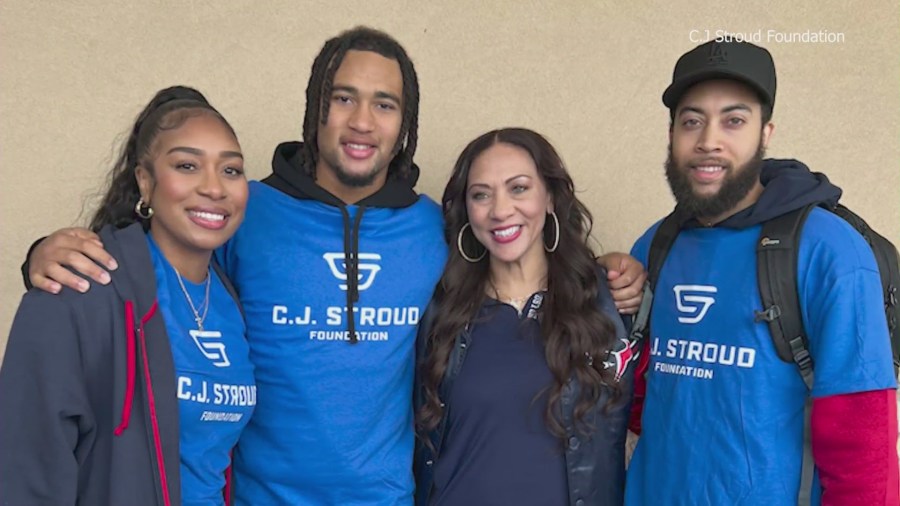 CJ Stroud (second from left) and loved ones at an event for the CJ Stroud Foundation. (Stroud Family)