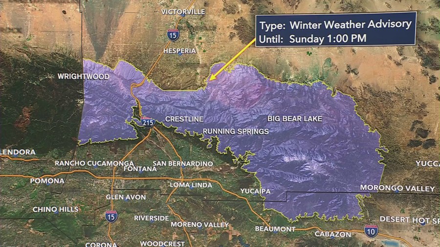 A Winnter Weather Advisory is in effect through Sunday, Jan. 21 at 1 p.m. (KTLA)