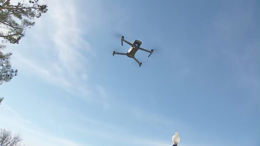 A drone being used as part of Murrieta Police Department's new Unmanned Aerial Systems Program. (KTLA)
