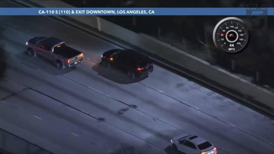 Authorities pursued a stolen vehicle in downtown Los Angeles on Jan. 4, 2024. (KTLA)