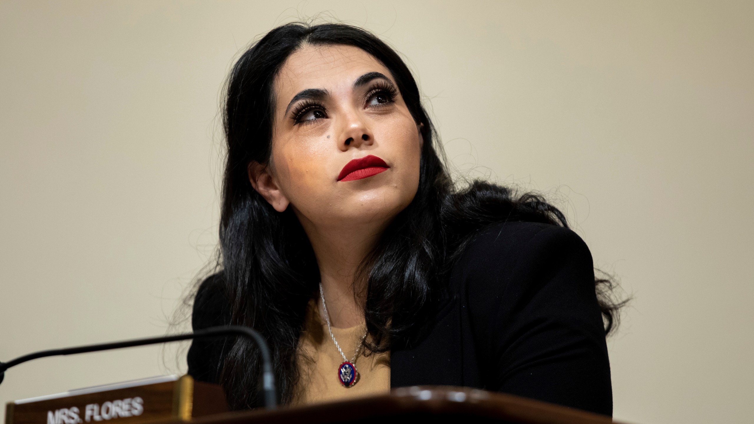 FILE - Rep. Mayra Flores, R-Texas, listens during a hearing at the Capitol in Washington, July 20, 2022. House Republicans may be critical of diversity and inclusion programs, but they see recruiting women and minority candidates, along with veterans, as key to expanding their slim majority in November. Flores, who made history by becoming the first Mexican-born congresswoman, but who subsequently lost in the 2022 mid-terms, is making a run for a House seat in November 2024. (AP Photo/Amanda Andrade-Rhoades, File)