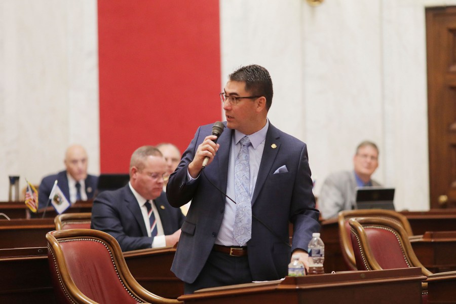 FILE - State Sen. Tom Takubo, R-Kanawha, speaks during opening day of the state legislative session, Wednesday, Jan. 8, 2020, in Charleston, W.Va. The Senate passed a bill Monday, Feb. 12, 2024, that would ban smoking in cars when children under age 17 are present. Takubo, a lung doctor, is the lead sponsor of the bill, which now goes to the House of Delegates. (AP Photo/Chris Jackson, File)