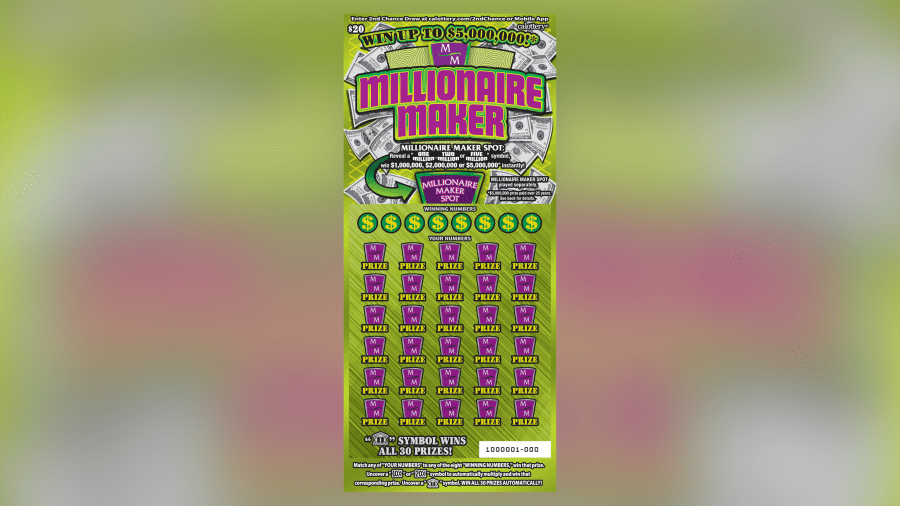 A Millionaire Maker scratcher is seen in an image provided by the California Lottery.