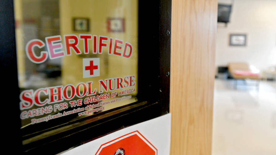 This photo taken Aug. 15, 2016, shows the front of the Bellefonte Area School District certified school nurse’s office.