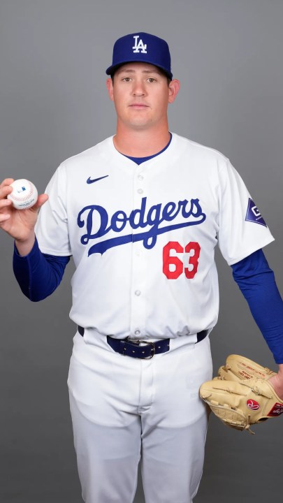 Los Angeles Dodgers starting pitcher Kyle Hurt poses for a photo during a spring training baseball photo day on Wednesday, Feb. 21, 2024, in Phoenix. (AP Photo/Ashley Landis)