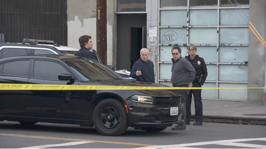 LAPD is investigating an officer-involved shooting in downtown L.A. that left a man dead on Feb. 3, 2024. (KTLA)