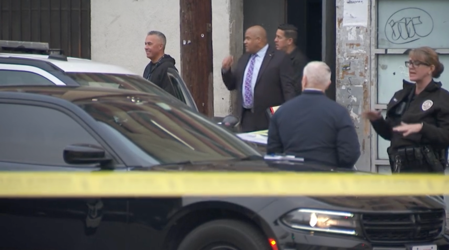 LAPD is investigating an officer-involved shooting in downtown L.A. that left a man dead on Feb. 3, 2024. (KTLA)