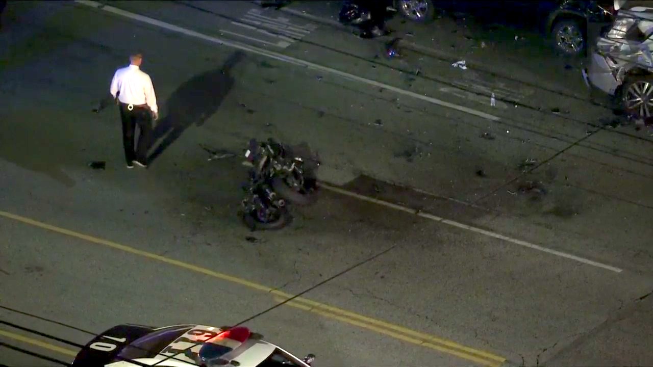 Motorcyclist killed during violent crash in Van Nuys