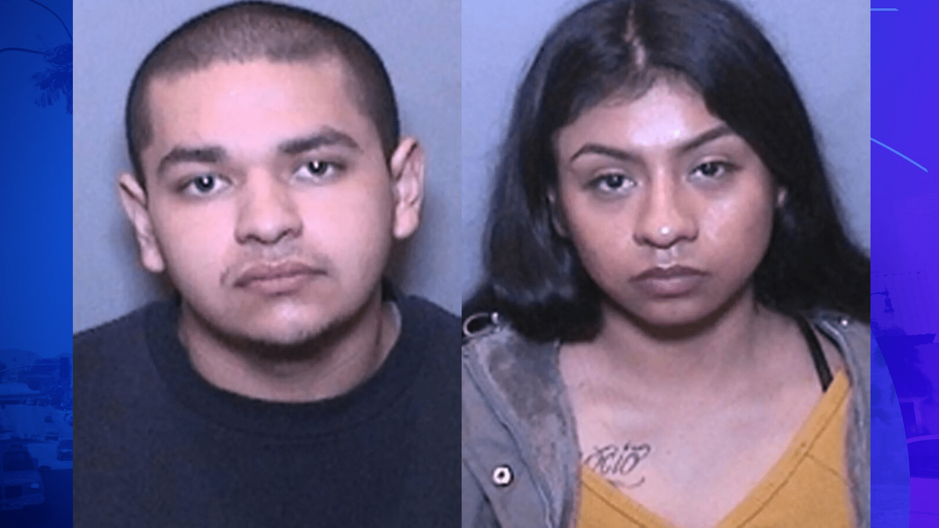 Miguel Angel Orellana, 23, and Erika Pineda, 25, in booking photos from the Orange County District Attorney's Office.
