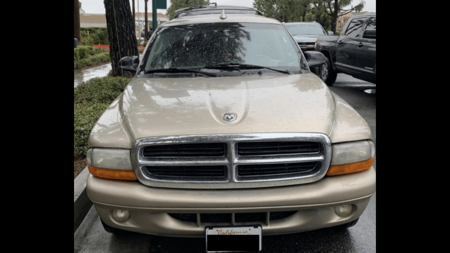 A tan-colored 2002 Dodge Durango SUV the suspect was driving while being arrested in Anaheim in Feb. 20, 2024. (Anaheim Police Department)