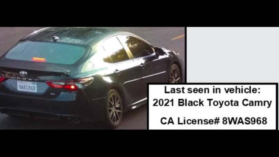 Brigette Benitez was seen driving away in a 2021 black Toyota Camry sedan with California license plate 8WAS968. (Los Angeles County Sheriff’s Department)