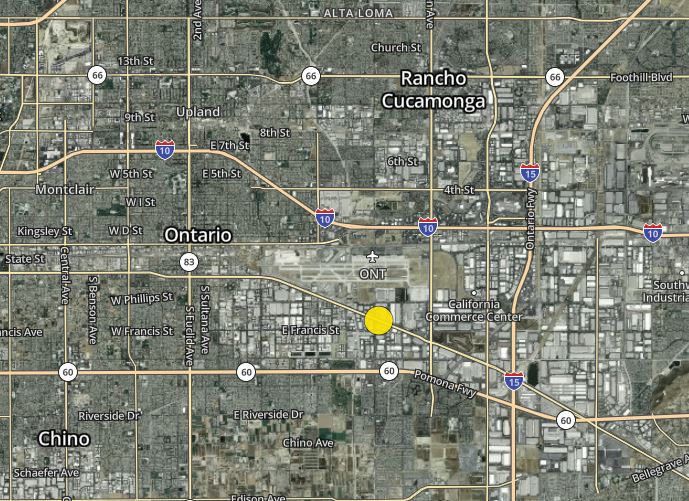 A 3.8 magnitude earthquake struck the city of Ontario in San Bernardino County on Feb. 15, 2024. (KTLA)