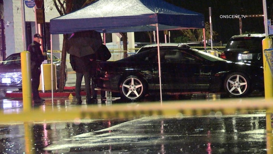 Police arrived at the Walmart parking lot in Highland where Jonathan Mauk was shot to death on Feb. 5, 2024. (OnScene.TV)