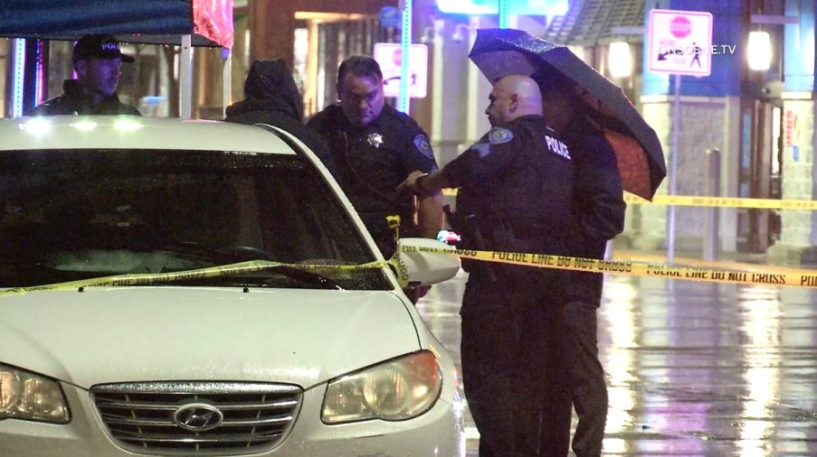 Police arrived at the Walmart parking lot in Highland where Jonathan Mauk was shot to death on Feb. 5, 2024. (OnScene.TV)