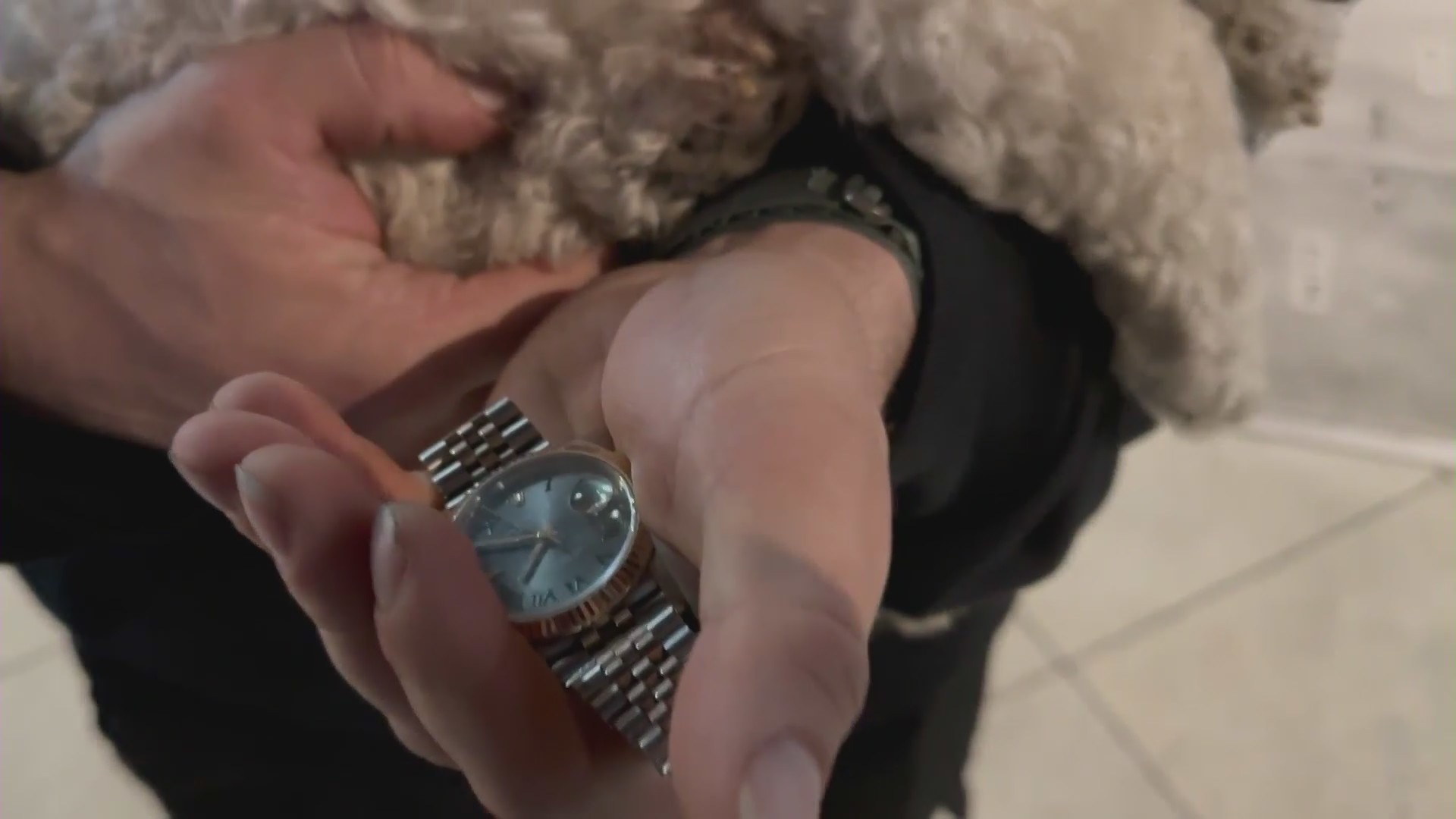 The Rolex watch three armed men attempted to steal from Rocco DiStefano in West Hollywood on Feb. 27, 2024. (KTLA)