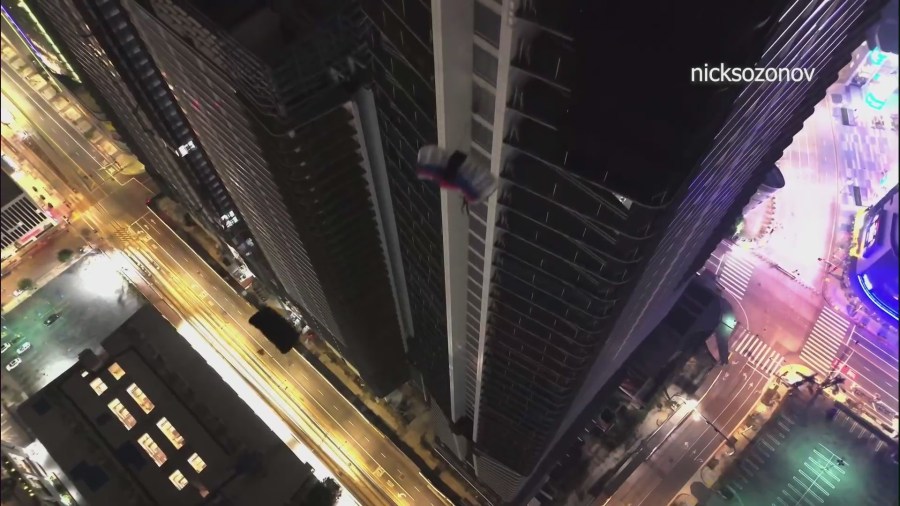 Individuals seen BASE jumping from vandalized DTLA skyscraper as authorities continue crackdown on illicit activity 