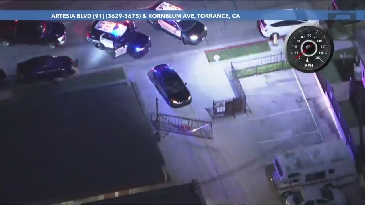 A man was arrested after barricading inside a Torrance apartment following a high-speed pursuit through Los Angeles County on Feb. 2, 2024. (KTLA)