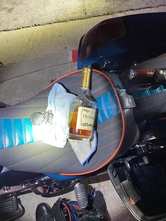 Police find a bottle of Hennessy following a pursuit in Irwindale on March 23, 2024.