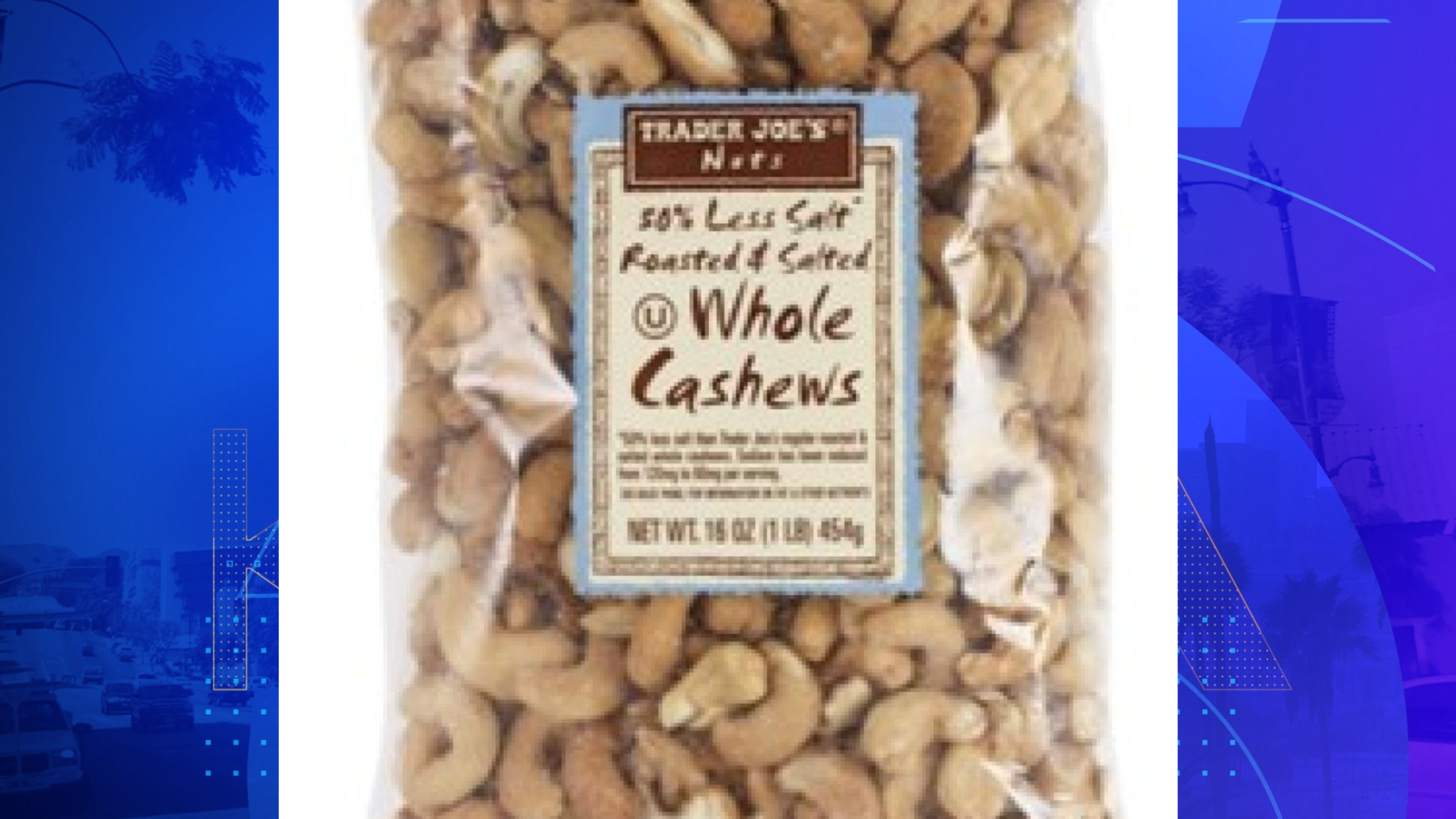 Trader Joe's cashews involved in a recall are seen in an image provided by the U.S. Food and Drug Administration.