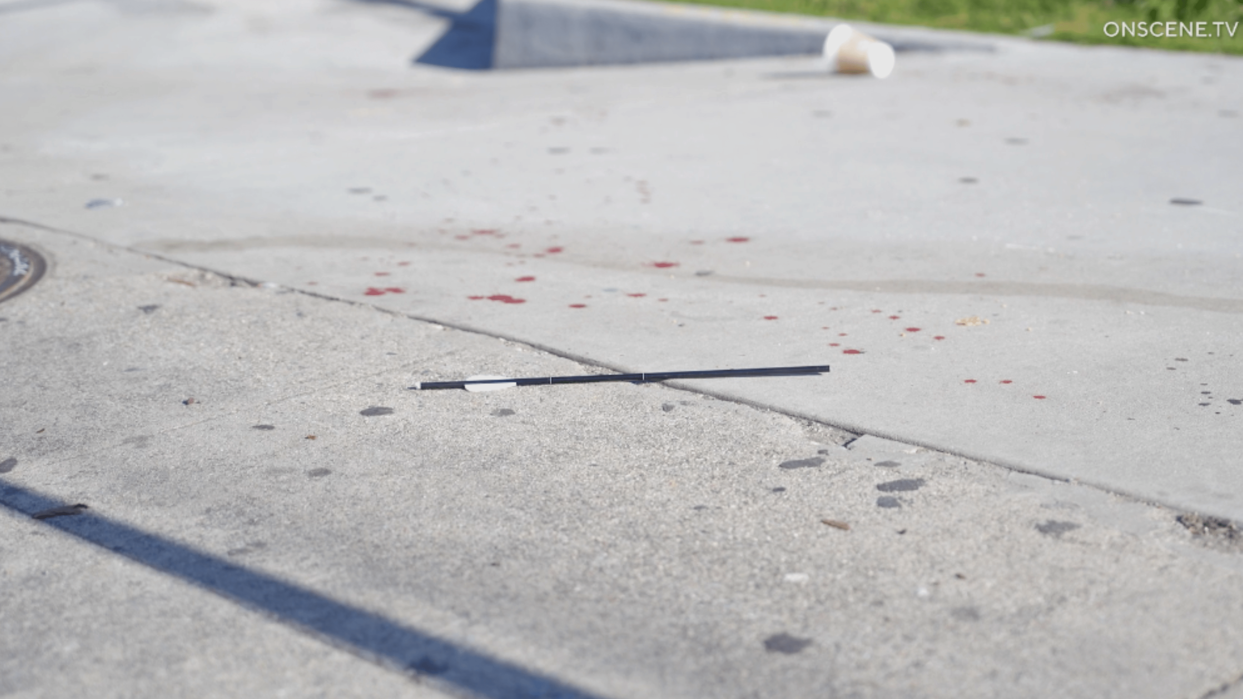 Police investigate after a man was shot with an arrow in Echo Park on March 5, 2024.