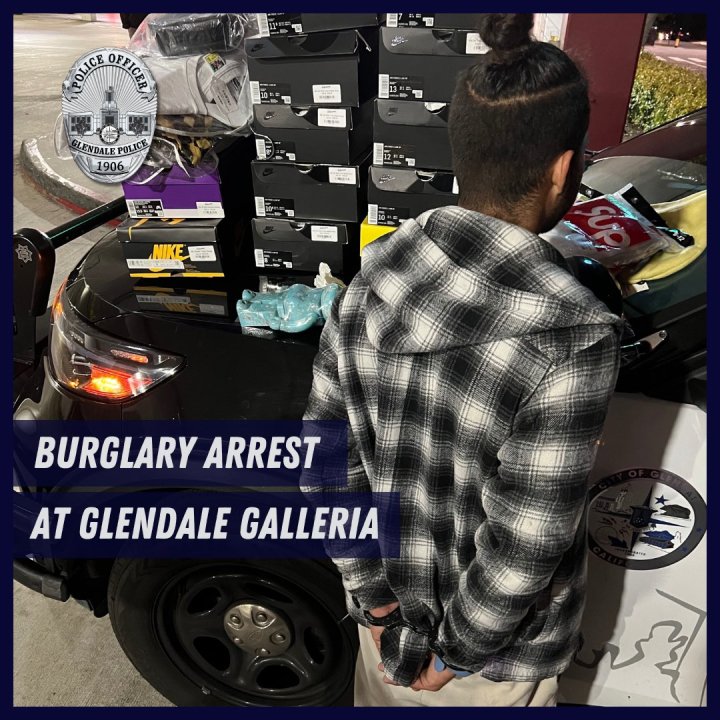 A burglary suspect is seen in an image provided by the Glendale Police Department on March 5, 2024. 