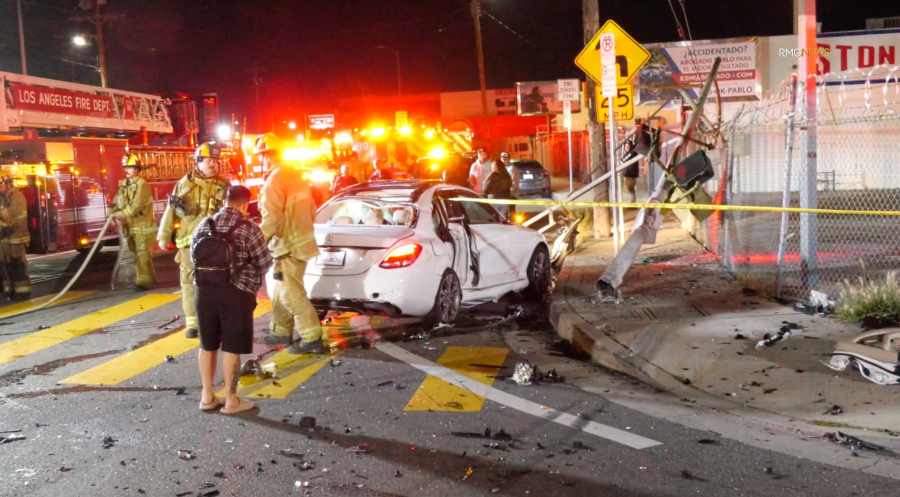 Mercedes driver blows through red light, slams into SUV