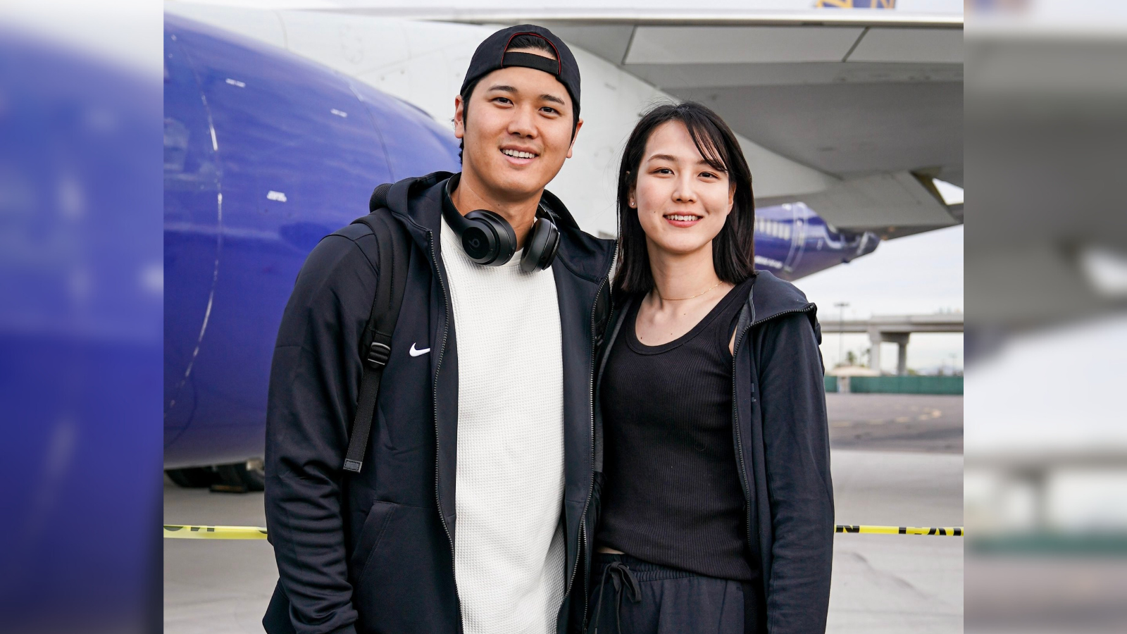 Dodgers star Shohei Ohtani is pictured for the first time with wife Mamiko Tanaka, a Japanese basketball star, on March 14, 2024. (Los Angeles Dodgers)