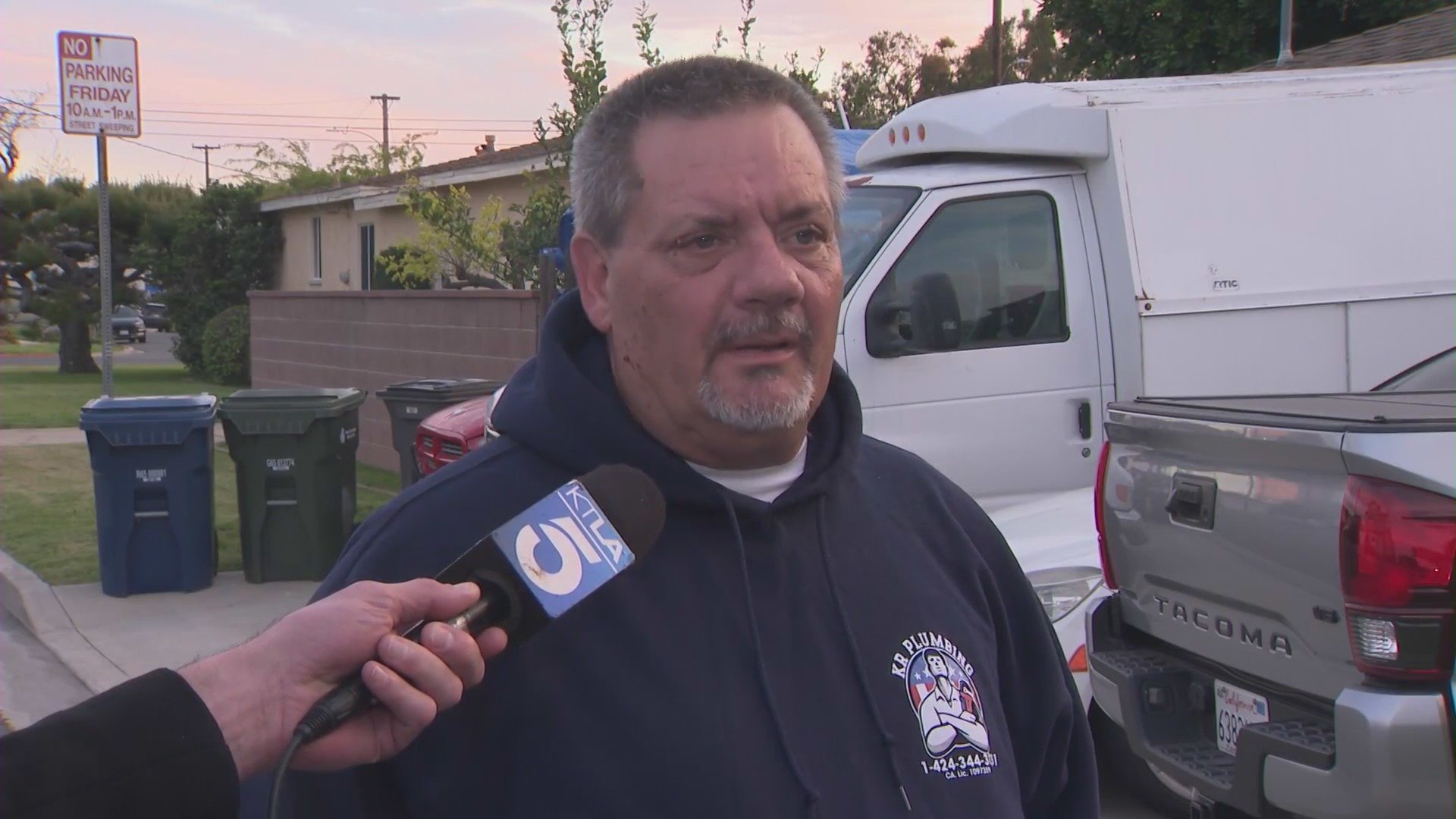 Robert Powell is devastated after thieves escape with his work van and around $30,000 worth of expensive tools. (KTLA)