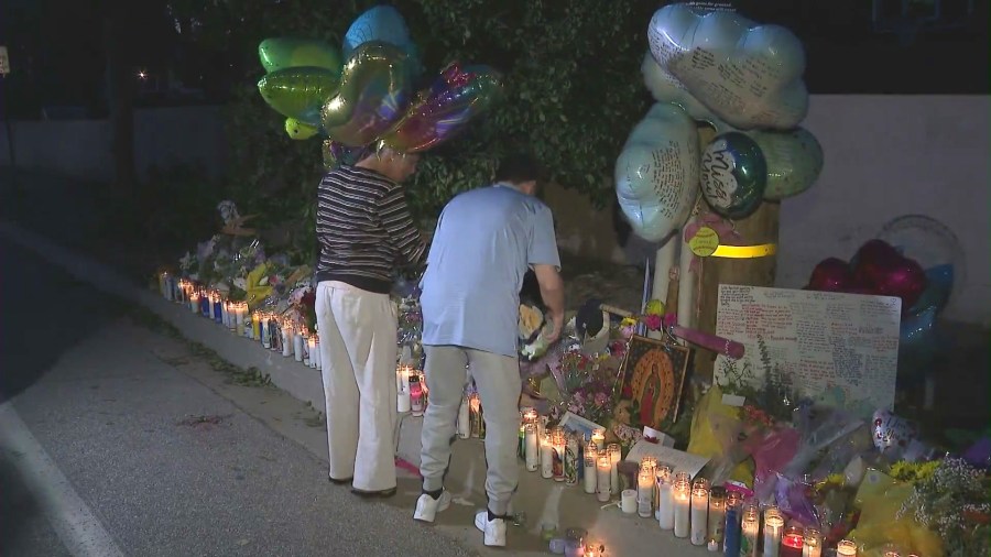 Vigil held on March 9, 2024 to honor Sarah and Elias Cruz, siblings who were killed in a Rancho Cucamonga crash. (KTLA)