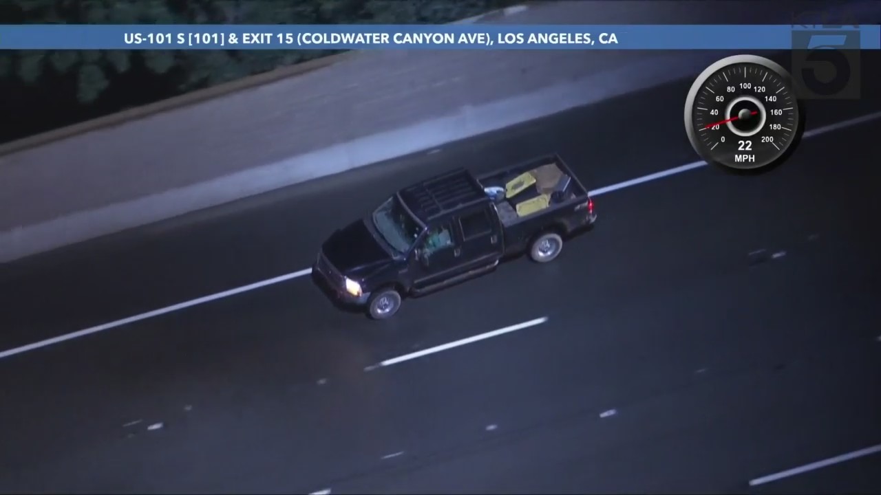 The suspect driver led officers on a dangerous pursuit through L.A. County on March 7, 2024. (KTLA)