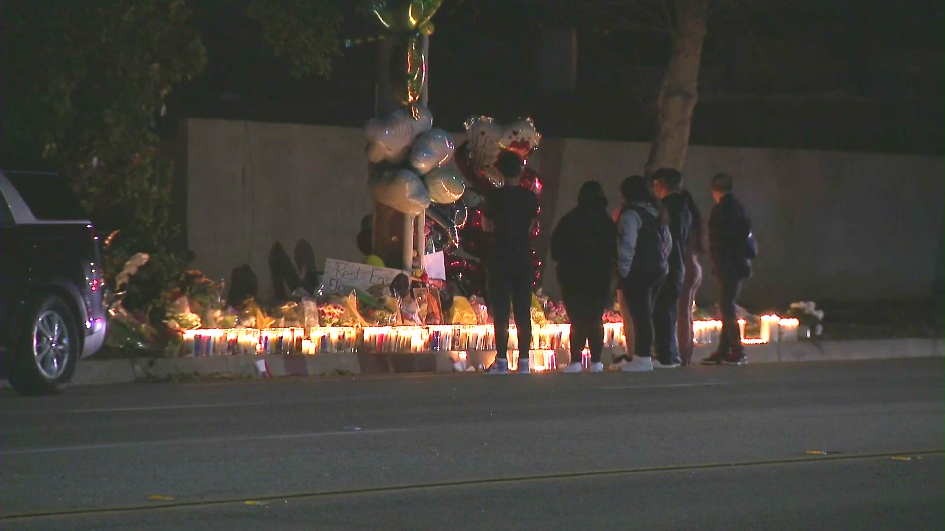 Vigil held on March 9, 2024 to honor Sarah and Elias Cruz, siblings who were killed in a Rancho Cucamonga crash. (KTLA)