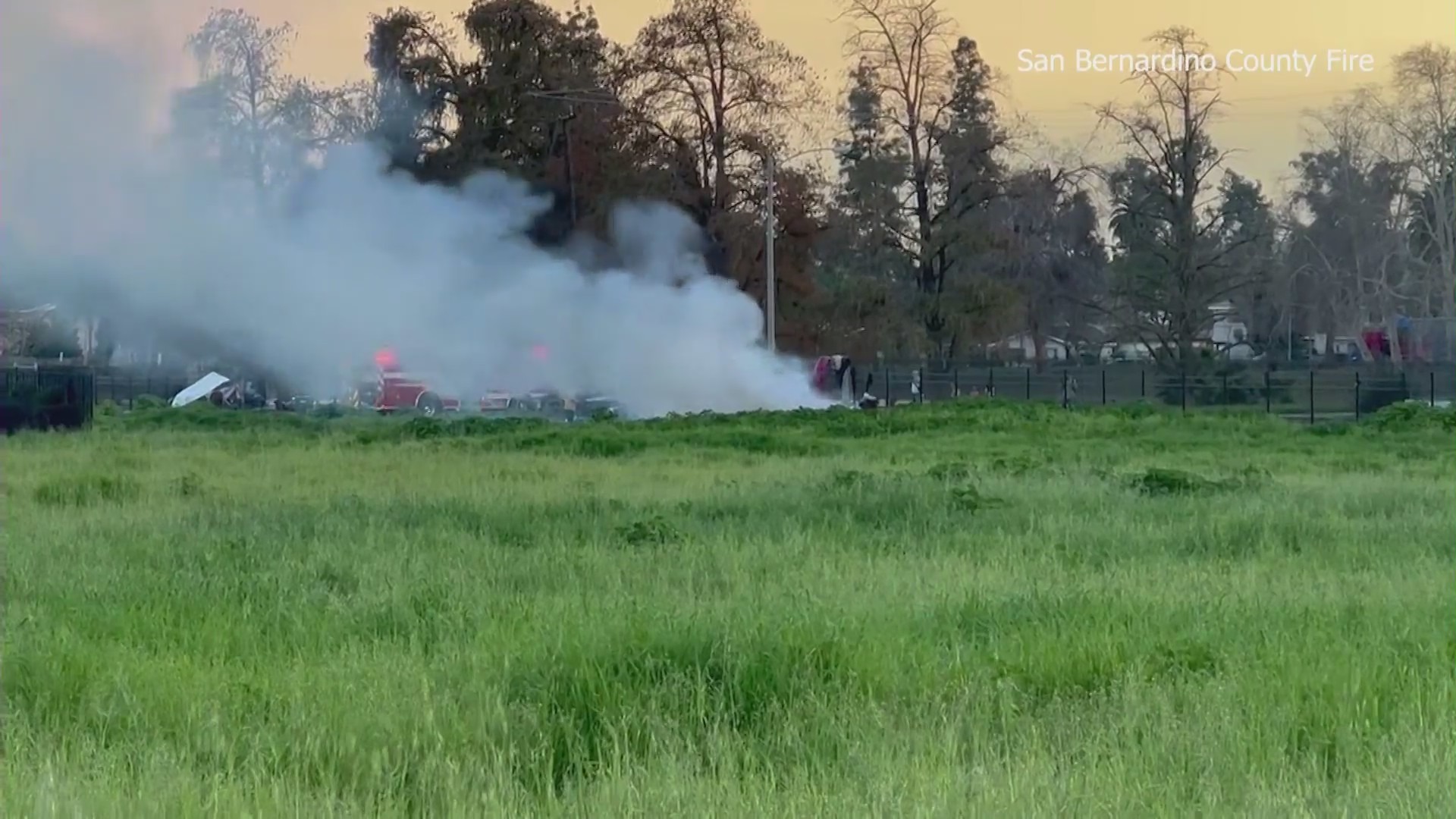 Firefighters extinguished an encampment fire in San Bernardino on Feb. 29, 2024. (San Bernardino County Fire Department)