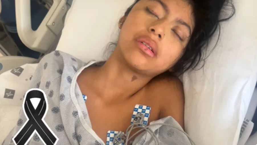 Shaylee Mejia seen hospitalized after falling unconscious at a party on March 9, 2024. (GoFundMe)