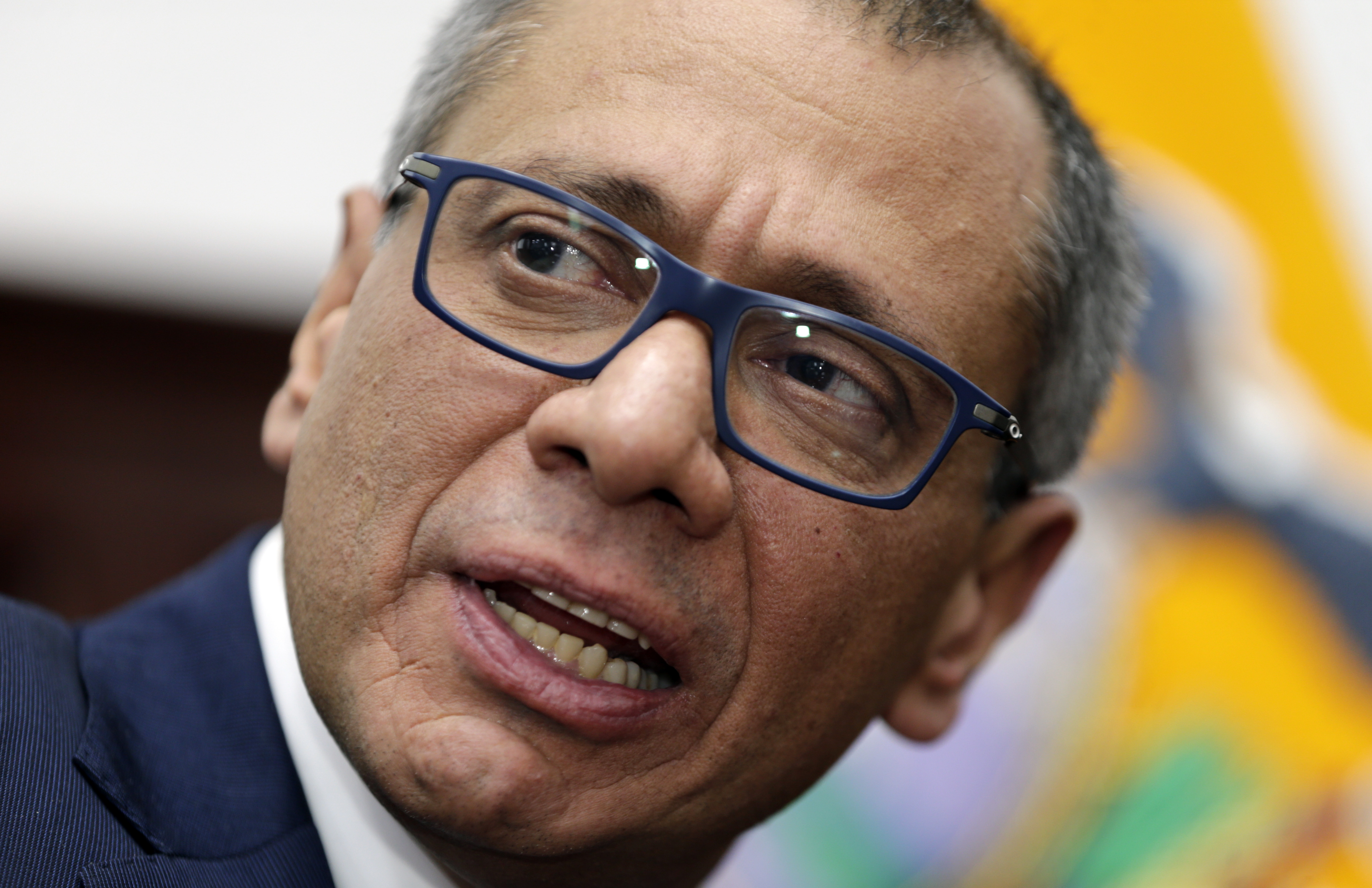 FILE - Ecuador's Vice President Jorge Glas speaks during an interview at his office in Quito, Ecuador, Sept. 12, 2017. Ecuadorian police broke through the external doors of the Mexican Embassy in Quito, Friday, April 6, 2024, to arrest Glas, who had been residing there since December. (AP Photo/Dolores Ochoa, File)
