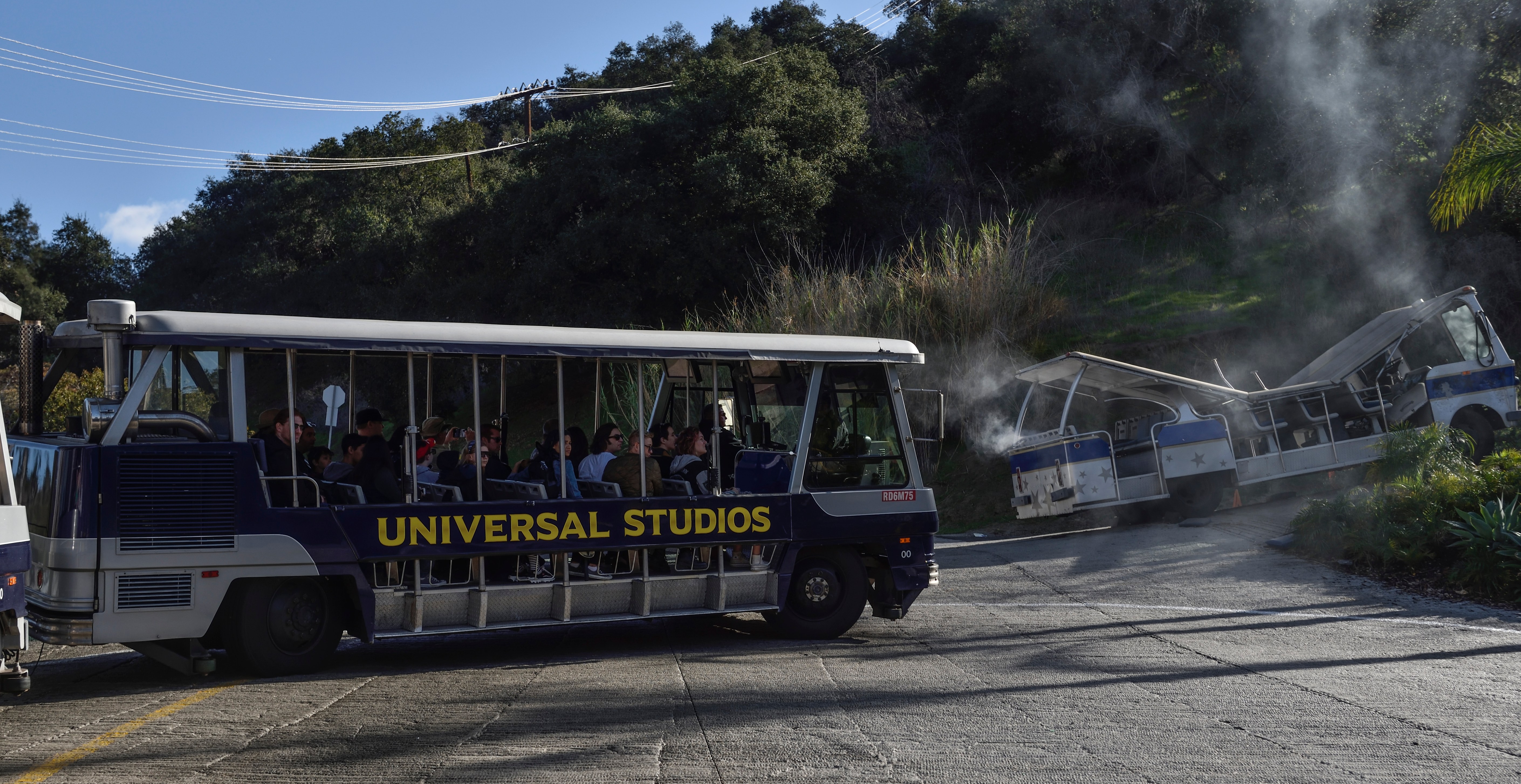 UNIVERSAL CITY, CA - FEBRUARY 12: The studio tram tour passes an old tram as it enters King Kong 360 3-D at Universal Studios Hollywood in Universal City on Monday, Feb 12, 2018. (Photo by Jeff Gritchen/Digital First Media/Orange County Register via Getty Images)